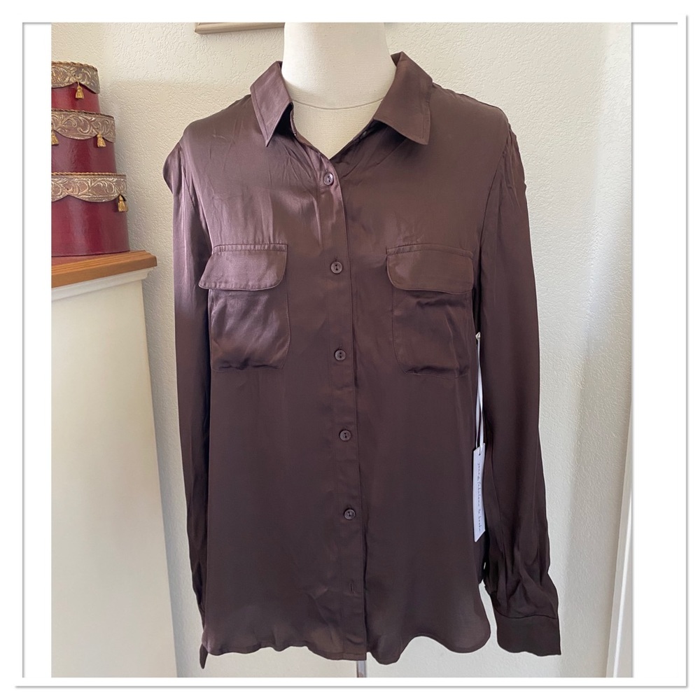 Young Fabulous & Broke Women’s Satin Belle Blouse Top In Brown M